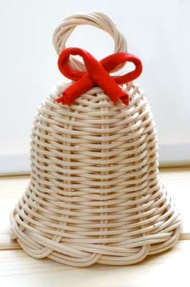 bell ornament woven out of bamboo reeds