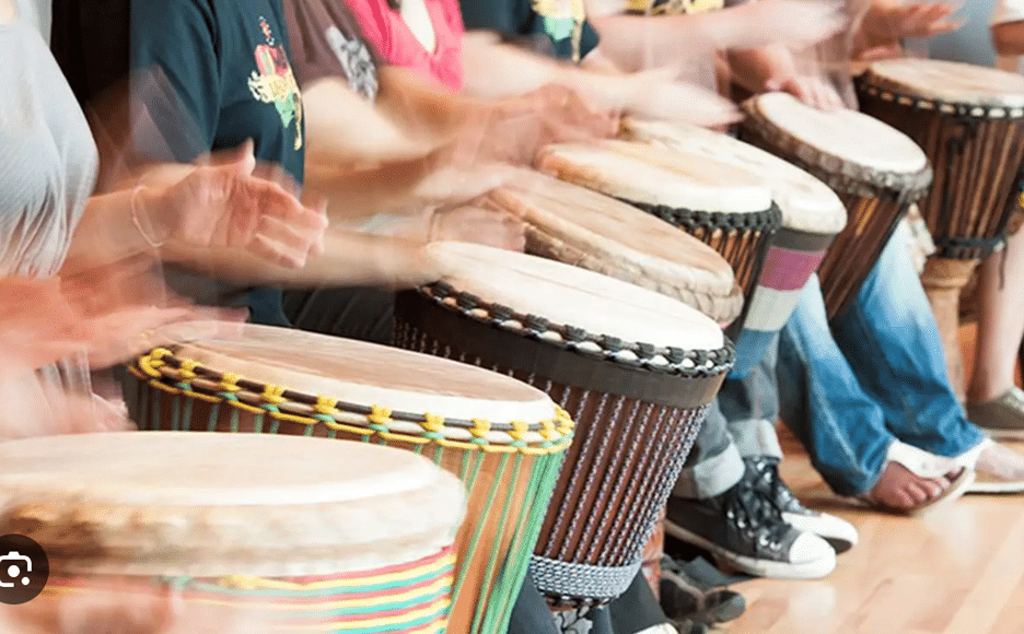 hands drumming, all lined up